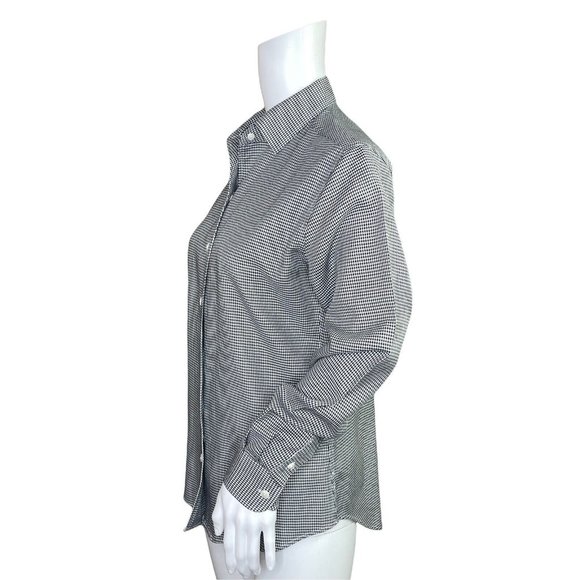 Faconnable Black White Houndstooth Check Long Sleeve Button Up Top Size Small - Picture 6 of 8